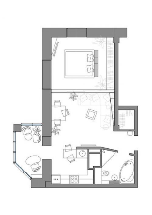 Дизайн - проект однокомнатной квартиры 55 кв. 09