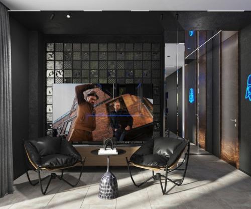 Проект кухни - гостиной в стиле хай - тек. 02