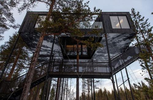 В Лапландии построили необычный отель на деревьях. 01