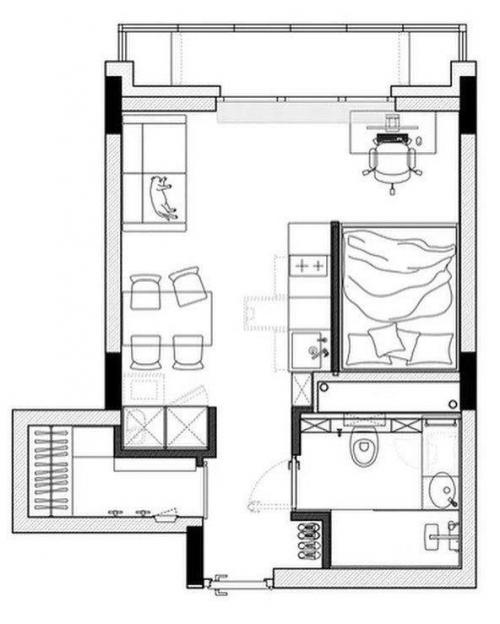 Компактная студия с продуманным зонированием. 08