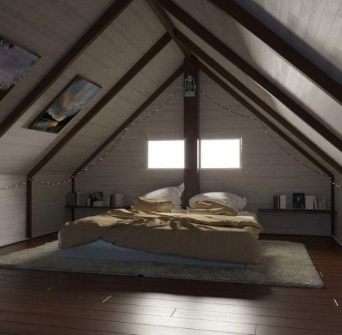 Мансардное помещение таит массу возможностей для обустройства, но спальня на мансарде - один из излюбленных вариантов. 06