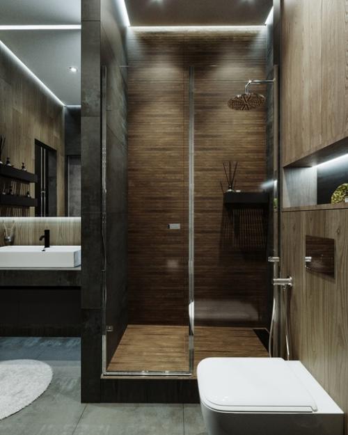 Санузел в темной цветовой гамме. 01