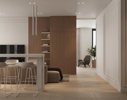 Современный интерьер. В бежевых оттенках. 03