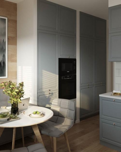 Интерьер кухни с открытыми полками. 07