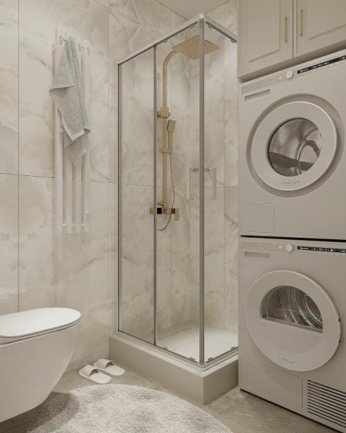 Ванна у нас в общей стилистике квартиры выполнена. 03