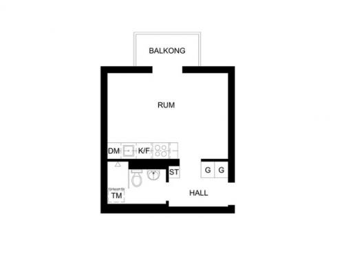 Квартира - студия площадью 23 квадратных метра. 05