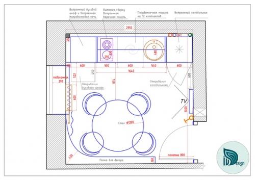 Проект кухни 9 кв. 03