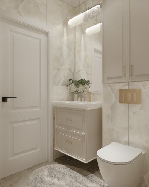 Ванна у нас в общей стилистике квартиры выполнена. 02