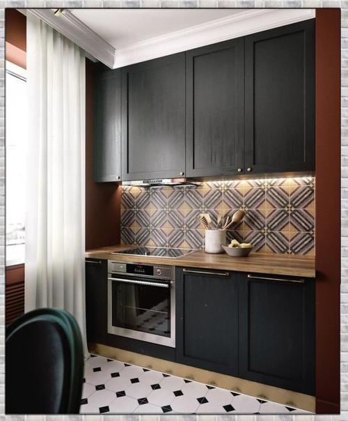 Небольшая стильная кухня. 01