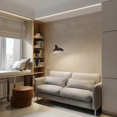 Проект небольшой, но уютной и продуманной 1-комнатной квартиры 44 кв. 02