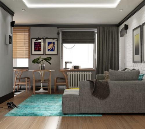 Дизайн хрущевка.  Яркий скандинавский интерьер в московской хрущевке от дизайнера Галины арабской. 05