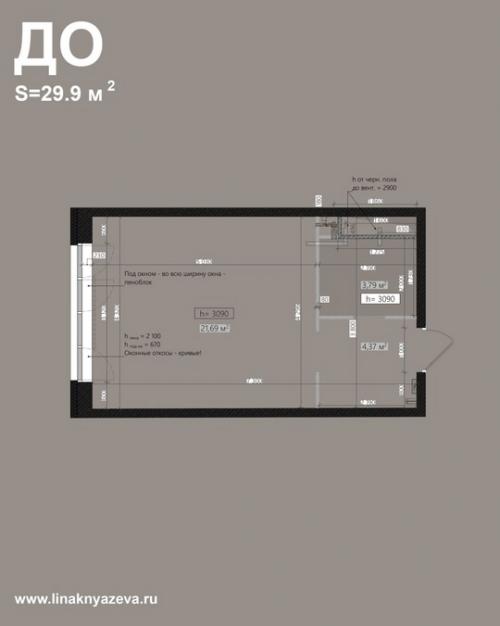 Проект квартиры - студии 28, 5 кв. 09