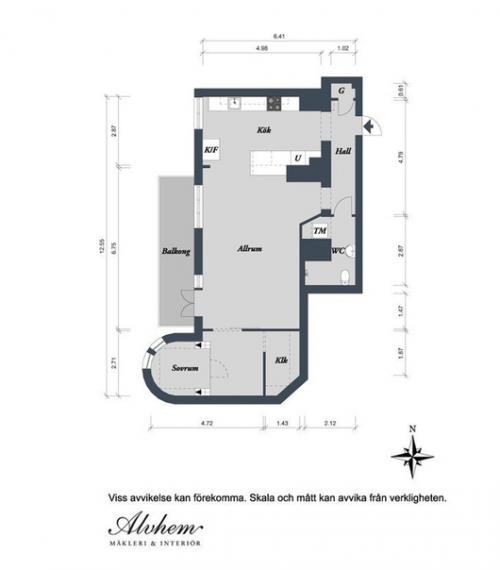 Двухкомнатная квартира с видом на гавань в Гетеборге (67 кв. 09