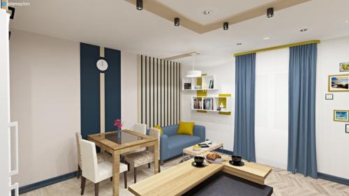 Наш дизайнер сделал проект кухни - гостиной в загородном доме для молодой семьи сразу в двух цветовых решениях. 02