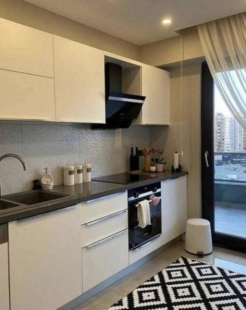 Современная кухня. В контрастном сочетании цветов. 04