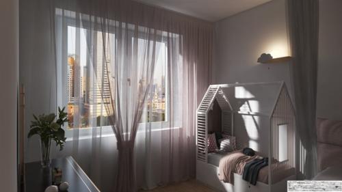 Интерьер спальни для счастливых родителей с малышом. 03