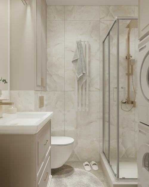 Ванна у нас в общей стилистике квартиры выполнена. 05