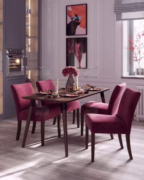 Яркий дизайн интерьера объединенной кухни - гостиной в студии. 03