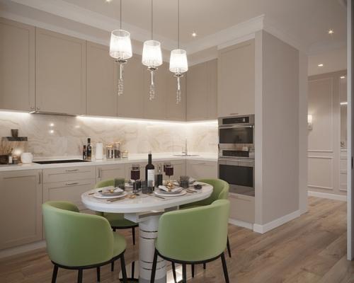 Приятная, уютная кухня - гостиная в нашем новом проекте. 01