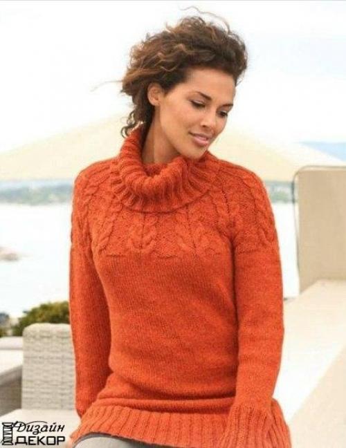 Пуловер с круглой кокеткой и косами от Drops Design? 

