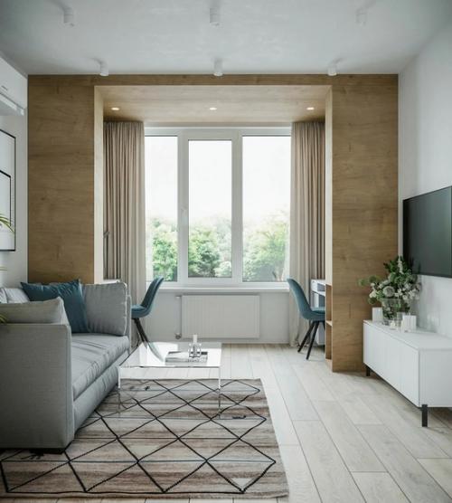 Стильная планировка однокомнатной квартиры площадью 38 кв. 05