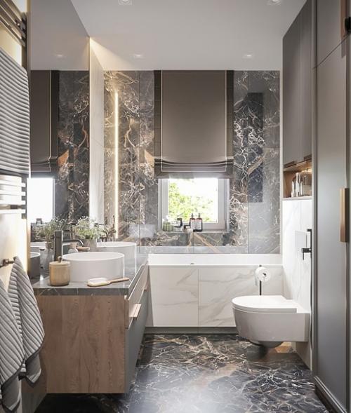 Стильная современная ванна от студии Дениса Серова в новом проекте одного уютного дома! 01