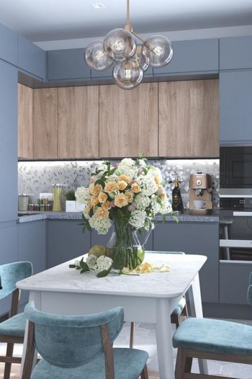 Современный интерьер кухни и гостиной в квартире молодой семейной пары. 02