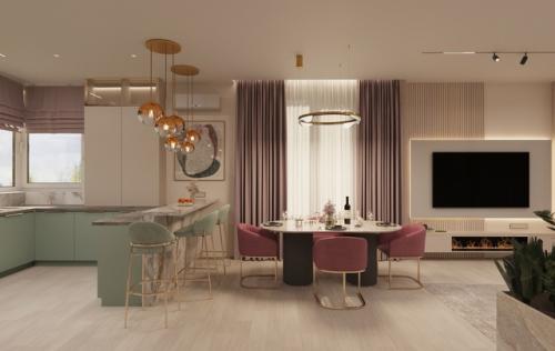 Подоспели визуализации кухни - гостиной проекта дома в ЖК Мечта. 04