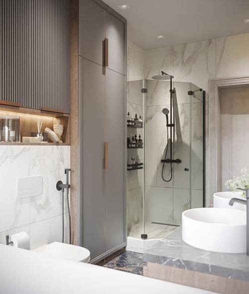 Стильная современная ванна от студии Дениса Серова в новом проекте одного уютного дома! 02