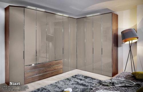 Угловой шкаф в спальне: виды, наполнение, размеры, дизайн. 05