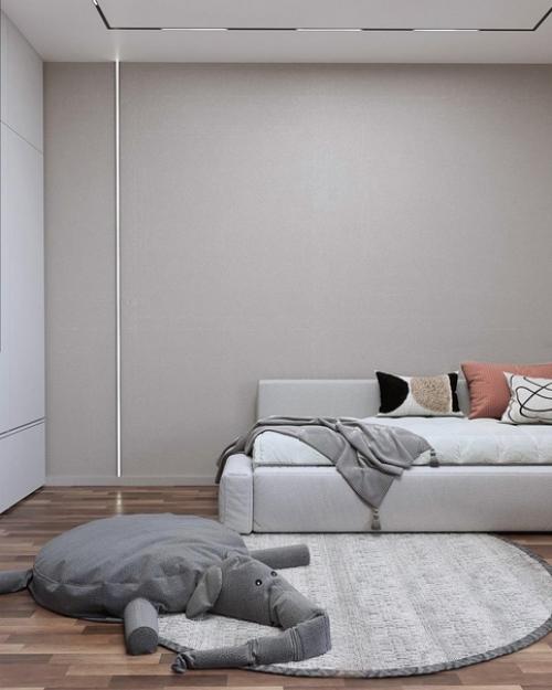 Минималистичная детская комната для девочки вари 7 лет, на вырост люблю, когда ничего лишнего. 04