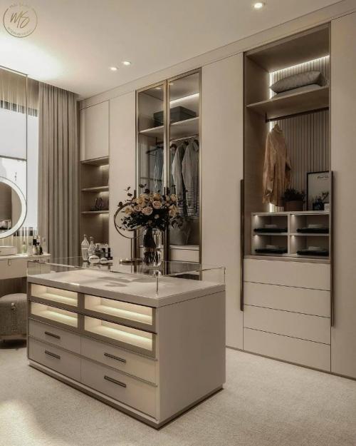 Несколько кадров интерьера квартиры в бежевых и молочных тонах, создающих уютную и изысканную атмосферу. 05