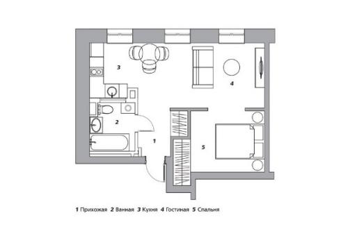 Москва.  Для своей мамы дизайнер Анна Кларк в небольшой квартире (37 кв. 09