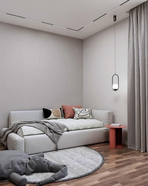 Минималистичная детская комната для девочки вари 7 лет, на вырост люблю, когда ничего лишнего. 03