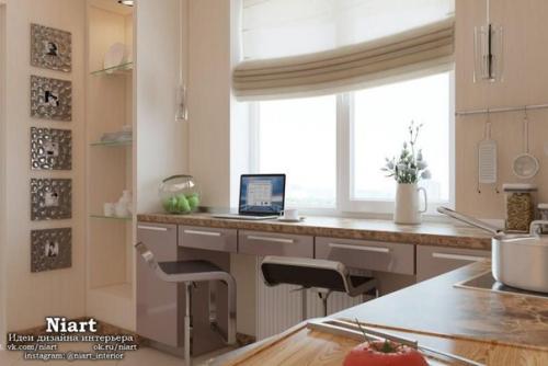 Дизайн маленькой кухни с барной стойкой. 03