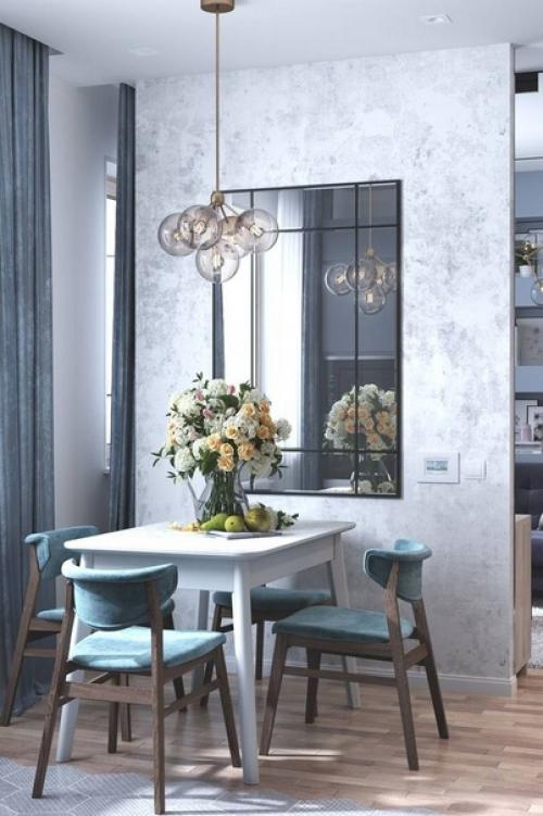 Современный интерьер кухни и гостиной в квартире молодой семейной пары. 03