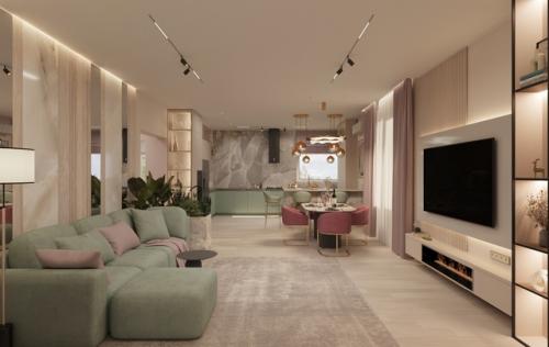 Подоспели визуализации кухни - гостиной проекта дома в ЖК Мечта. 02