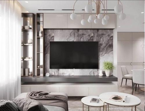 Обновленная планировка квартиры и современный дизайн выполненный в бежевых тонах. 02