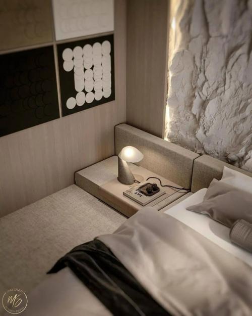 Несколько кадров интерьера квартиры в бежевых и молочных тонах, создающих уютную и изысканную атмосферу. 03