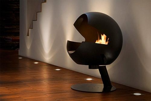 Интерьер гостиной с камином. 04