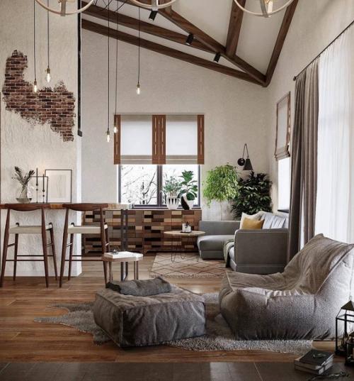 Кухня - гостиная в загородном доме в стиле фармхаус. 03