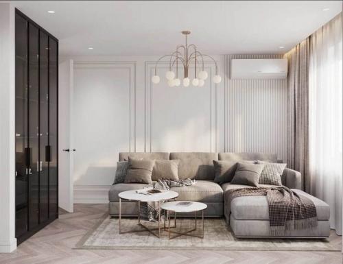 Обновленная планировка квартиры и современный дизайн выполненный в бежевых тонах. 04