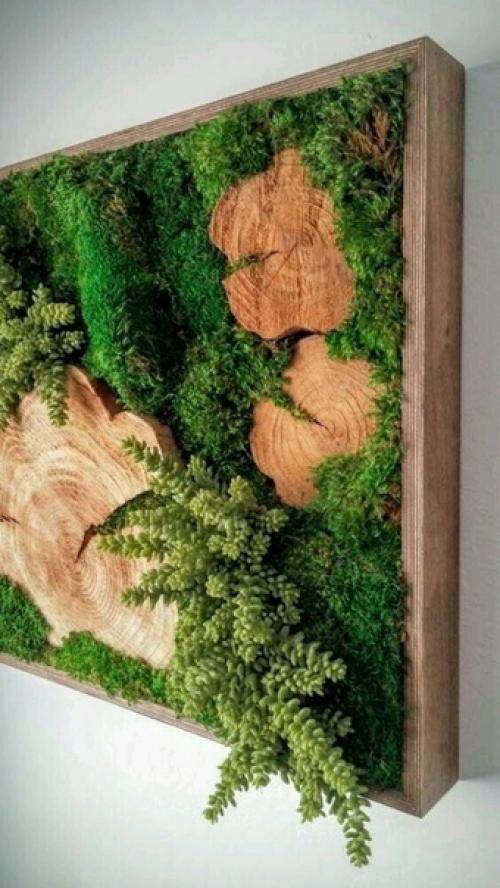 Декоративный мох в интерьере смотрится невероятно стильно, буквально оживляет любое помещение. 04