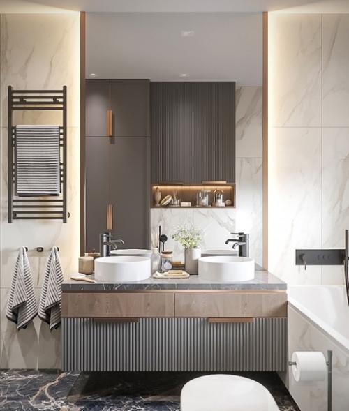 Стильная современная ванна от студии Дениса Серова в новом проекте одного уютного дома! 05