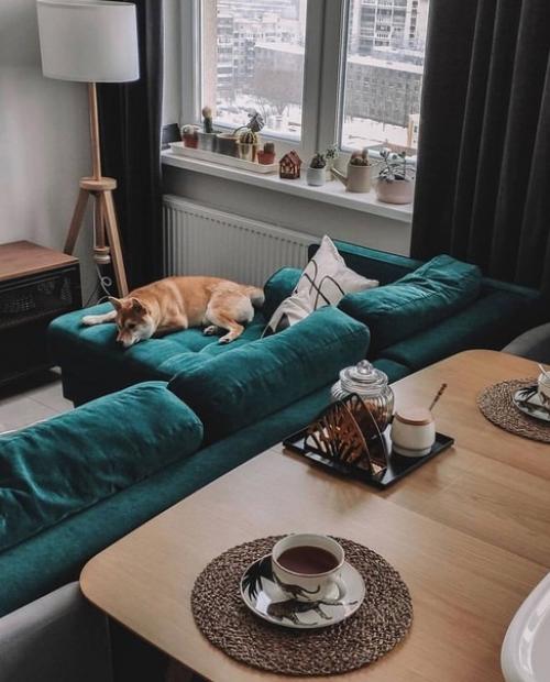 Вариант дизайна кухни - гостиной, площадь которой (19 кв. 07