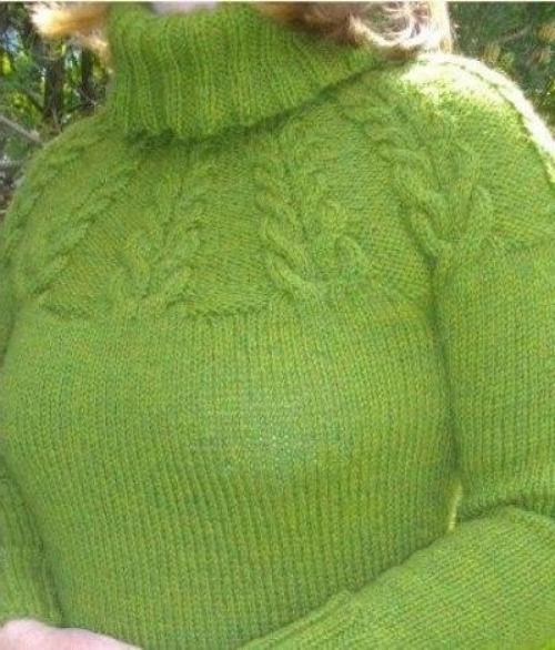 Пуловер с круглой кокеткой и косами от Drops Design? 04