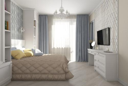 Наш дизайн спальни в неоклассике с обоями от @Yanasvetlova_Wallcoverings. 01