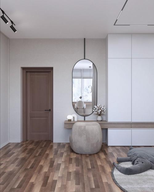 Минималистичная детская комната для девочки вари 7 лет, на вырост люблю, когда ничего лишнего. 06