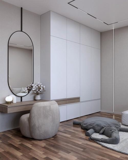 Минималистичная детская комната для девочки вари 7 лет, на вырост люблю, когда ничего лишнего. 05