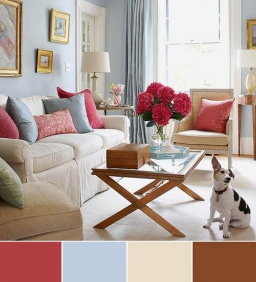 Цвета в гостиной.  Гостиная комната - это место для отдыха. 03